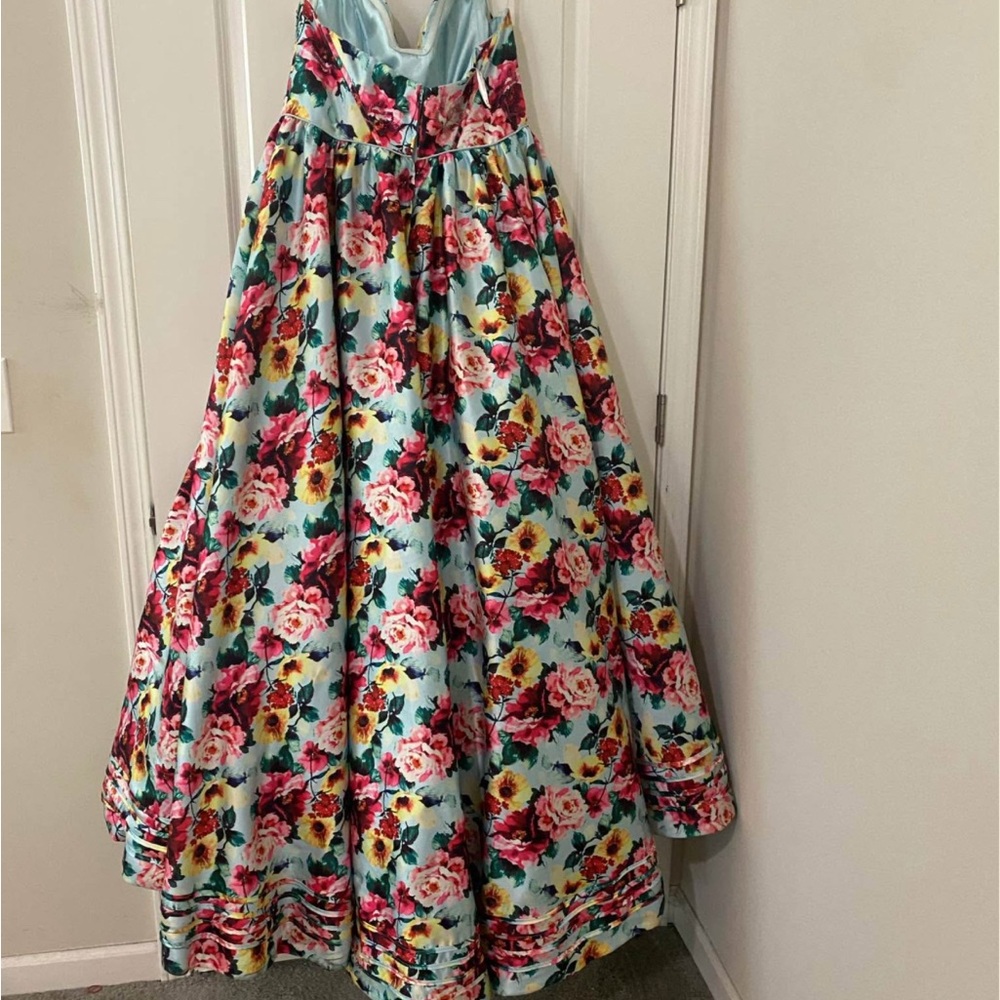 Rachel Allan Multicolor Floral Strapless Dress - Picture 5 of 12